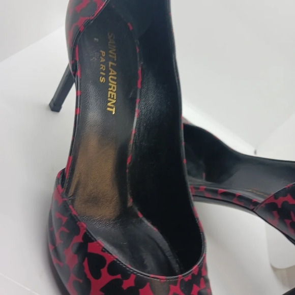 SAINT LAURENT red & black heart heels - Picture 4 of 11